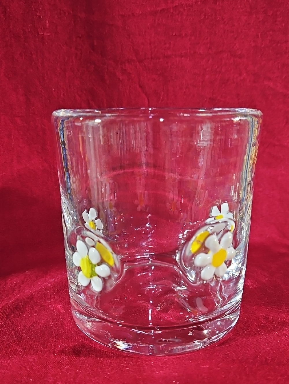 World Market Charm Daisy Inlay Double Old Fashioned Drinking Glass